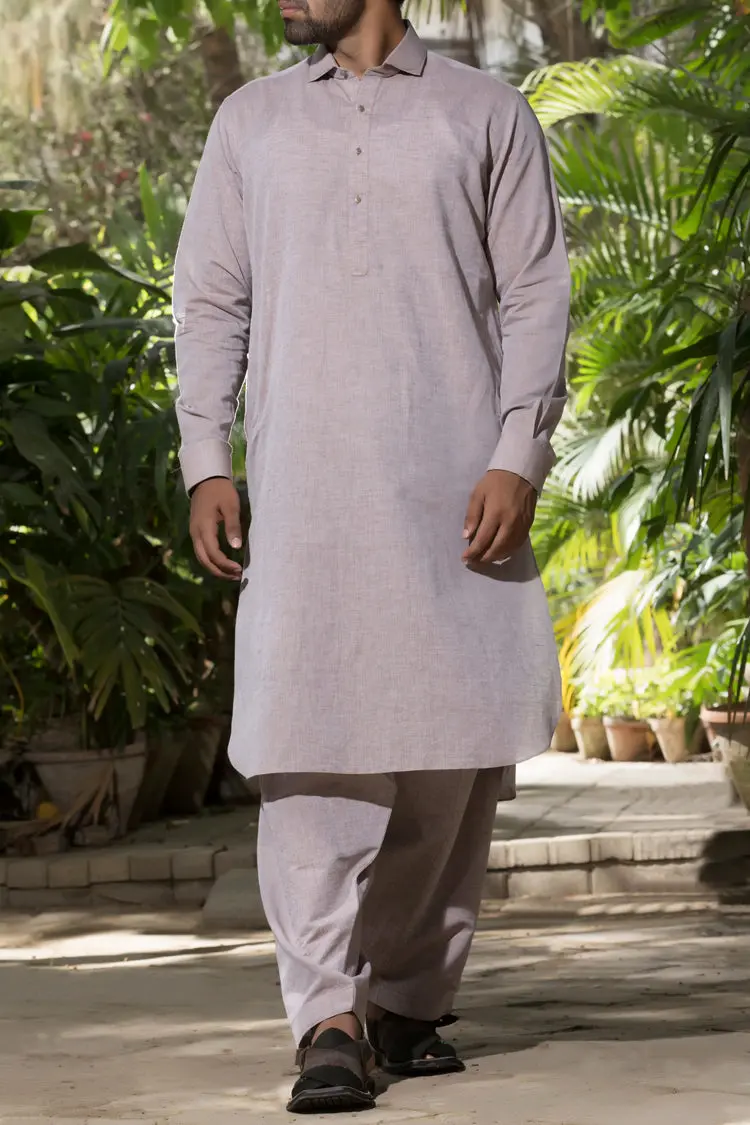 Brown Cotton Kameez Shalwar - Alwa-Ks-075 1