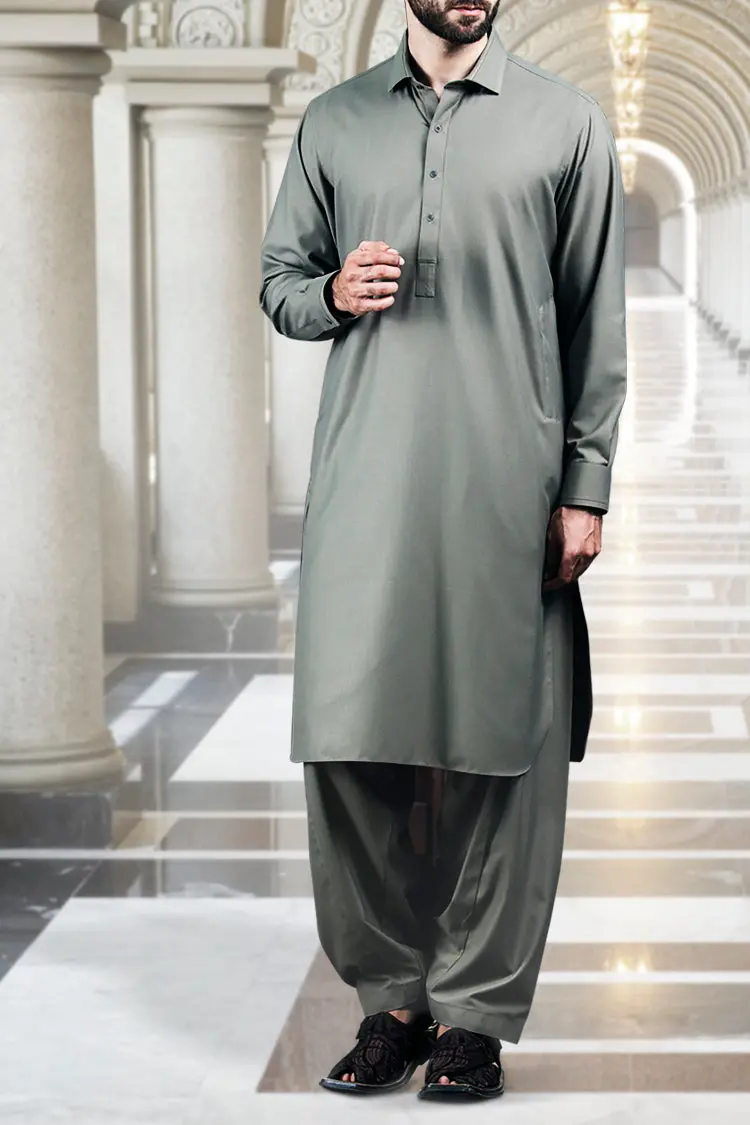 Beige Blended Kameez Shalwar - Alwa-Ks-106 1