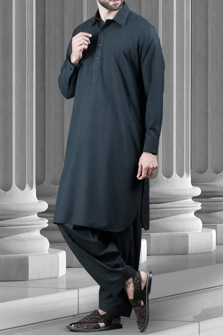 Charcoal Blended Kameez Shalwar - Alwa-Ks-107 1