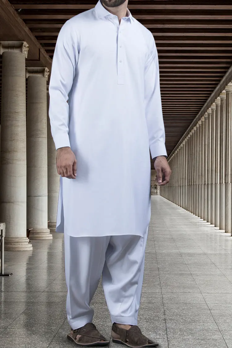 White Blended Kameez Shalwar - Alwa-Ks-116 1