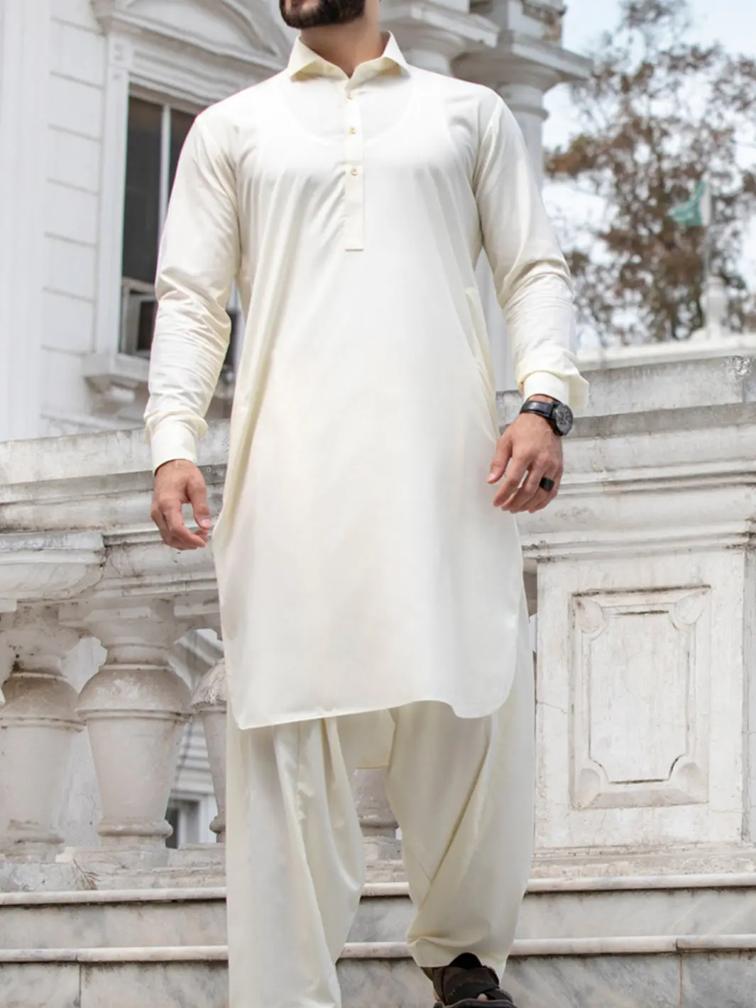 Cream Blended Kameez Shalwar - Alwa-Ks-144 1