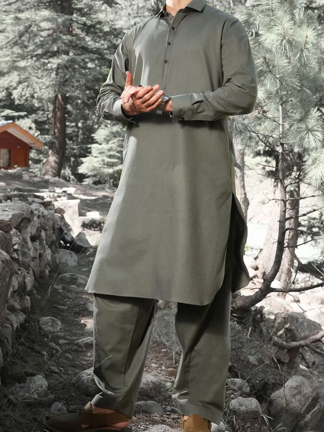 Green Blended Kameez Shalwar - Alwa-Ks-167 1