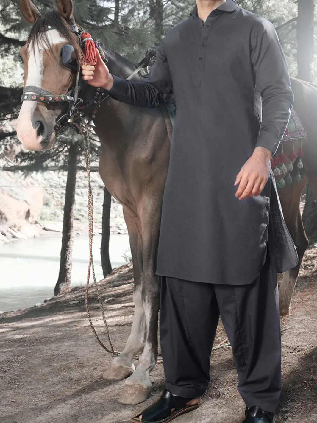 Grey Blended Kameez Shalwar - Alwa-Ks-169 1