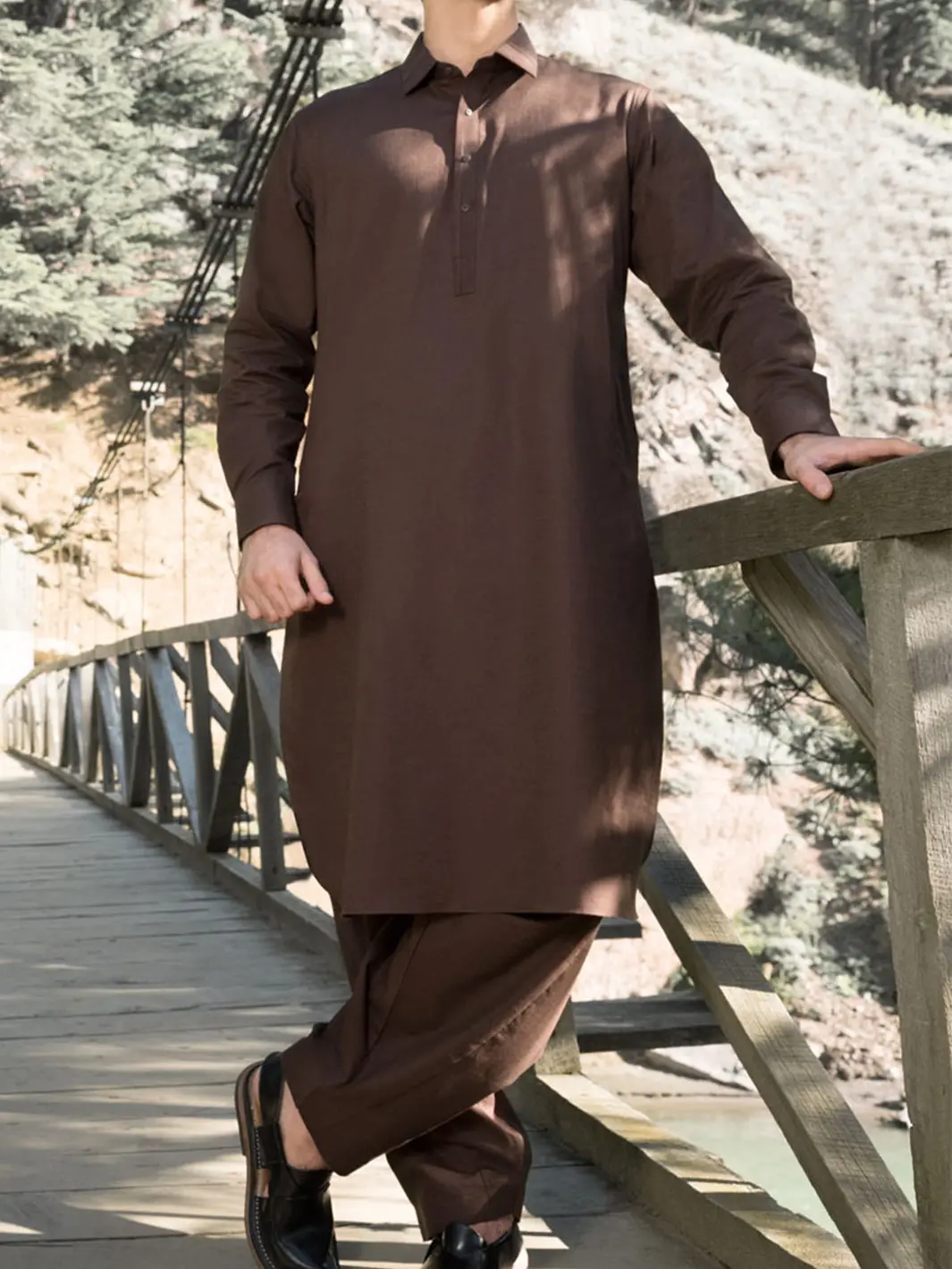 Brown Blended Kameez Shalwar - Alwa-Ks-171 1