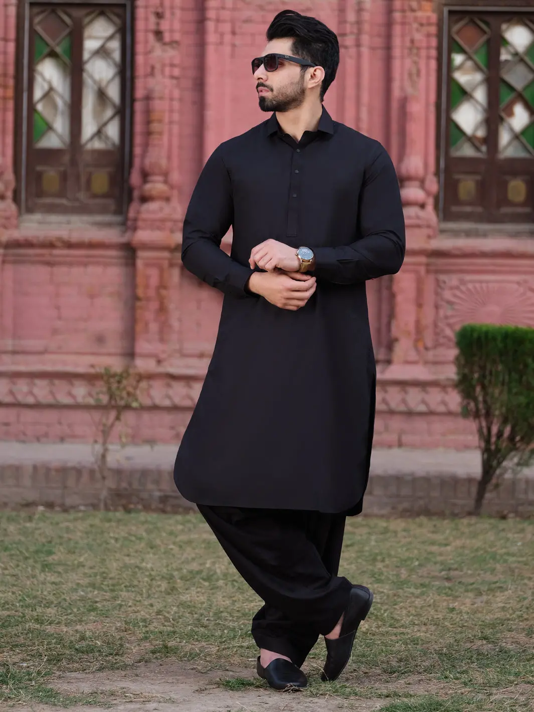 Black Blended Kameez Shalwar - Alwa-Ks-185 1