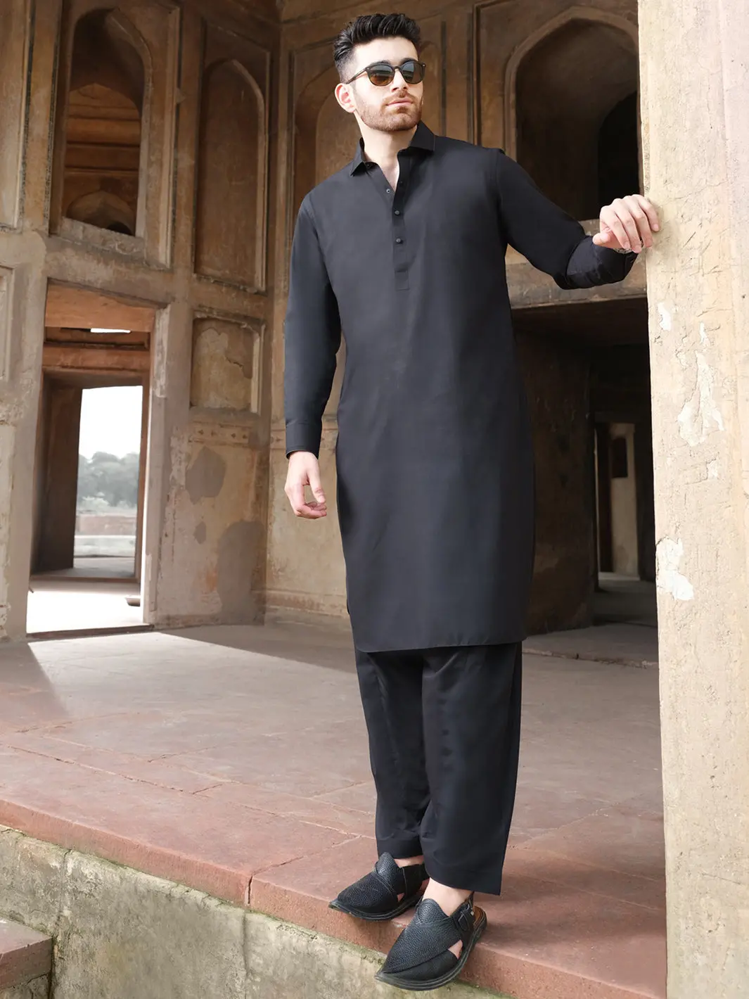 Black Blended Kameez Shalwar - Alwa-Ks-198 1