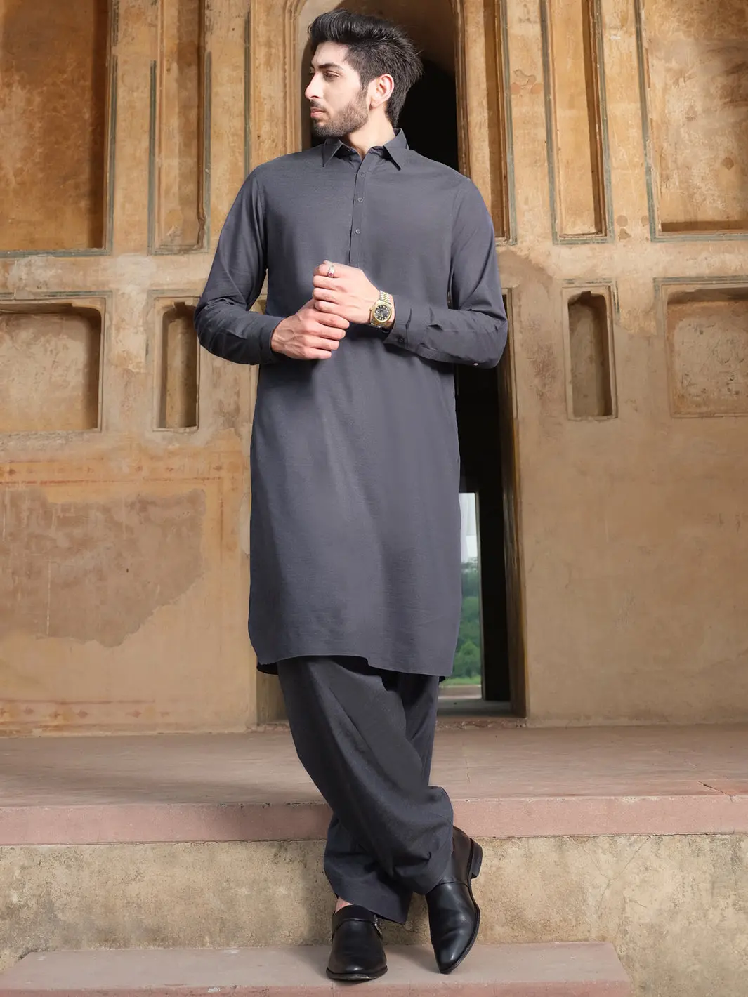 Grey Blended Kameez Shalwar - Alwa-Ks-209 1
