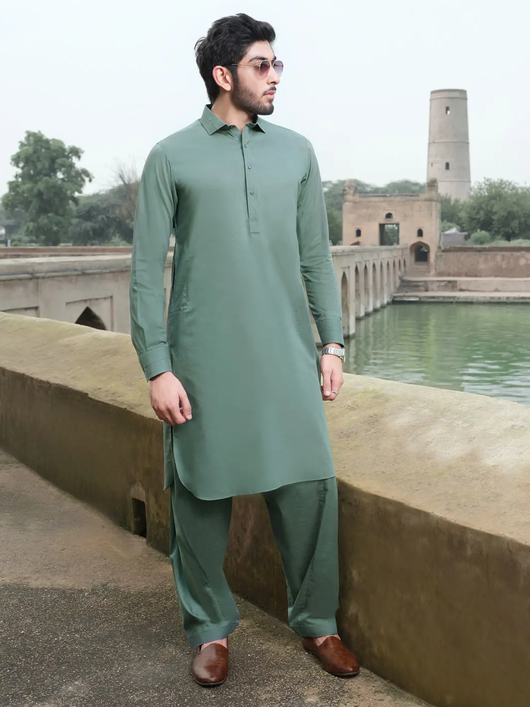Green Blended Kameez Shalwar - Alwa-Ks-212 1