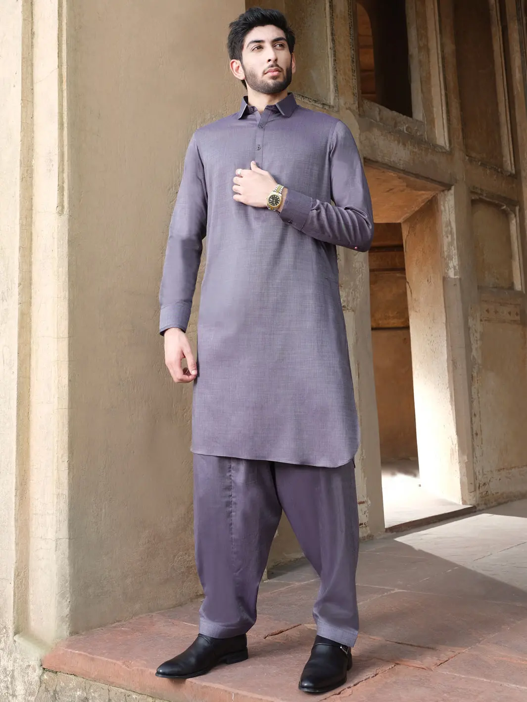 Grey Blended Kameez Shalwar - Alwa-Ks-221 1
