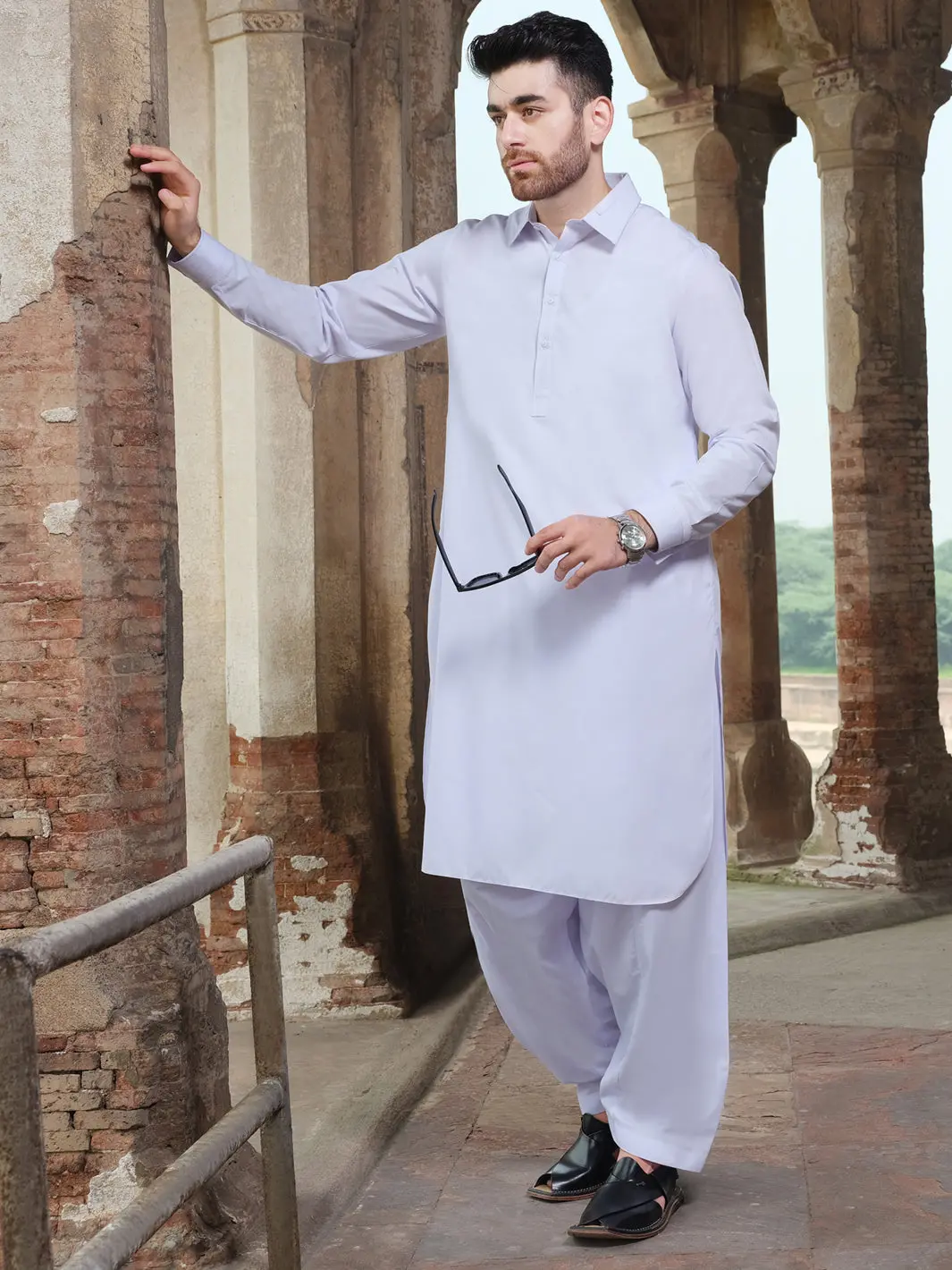 White Blended Kameez Shalwar - Alwa-Ks-224 1