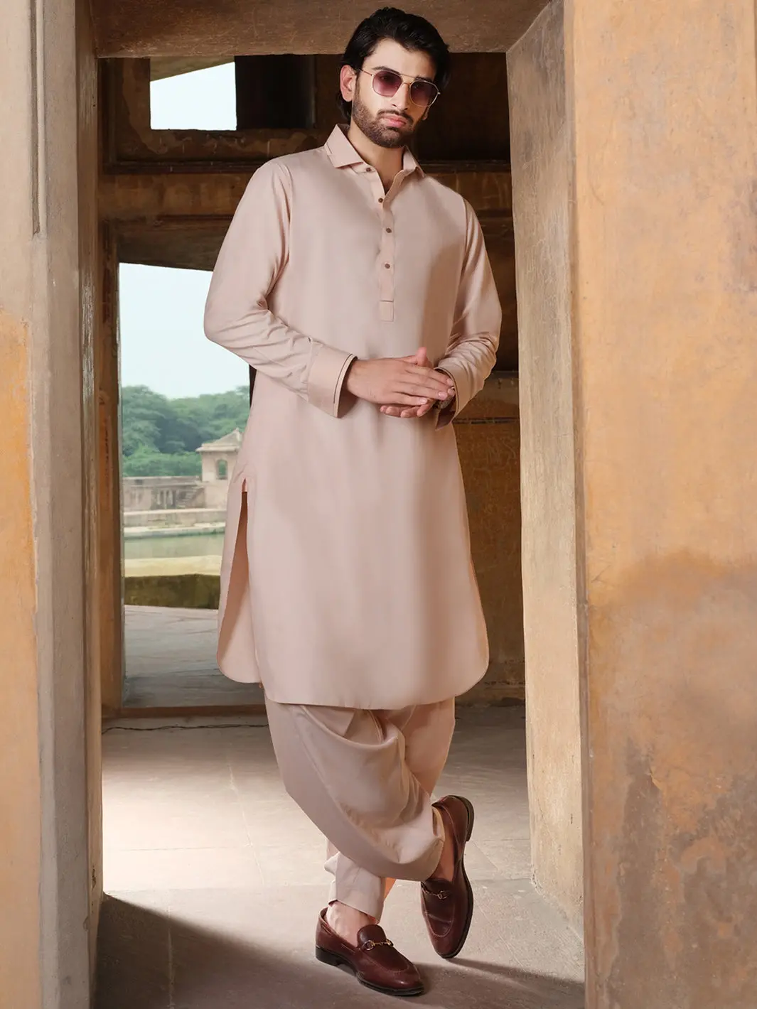 Peach Blended Kameez Shalwar - Alwa-Ks-225 1