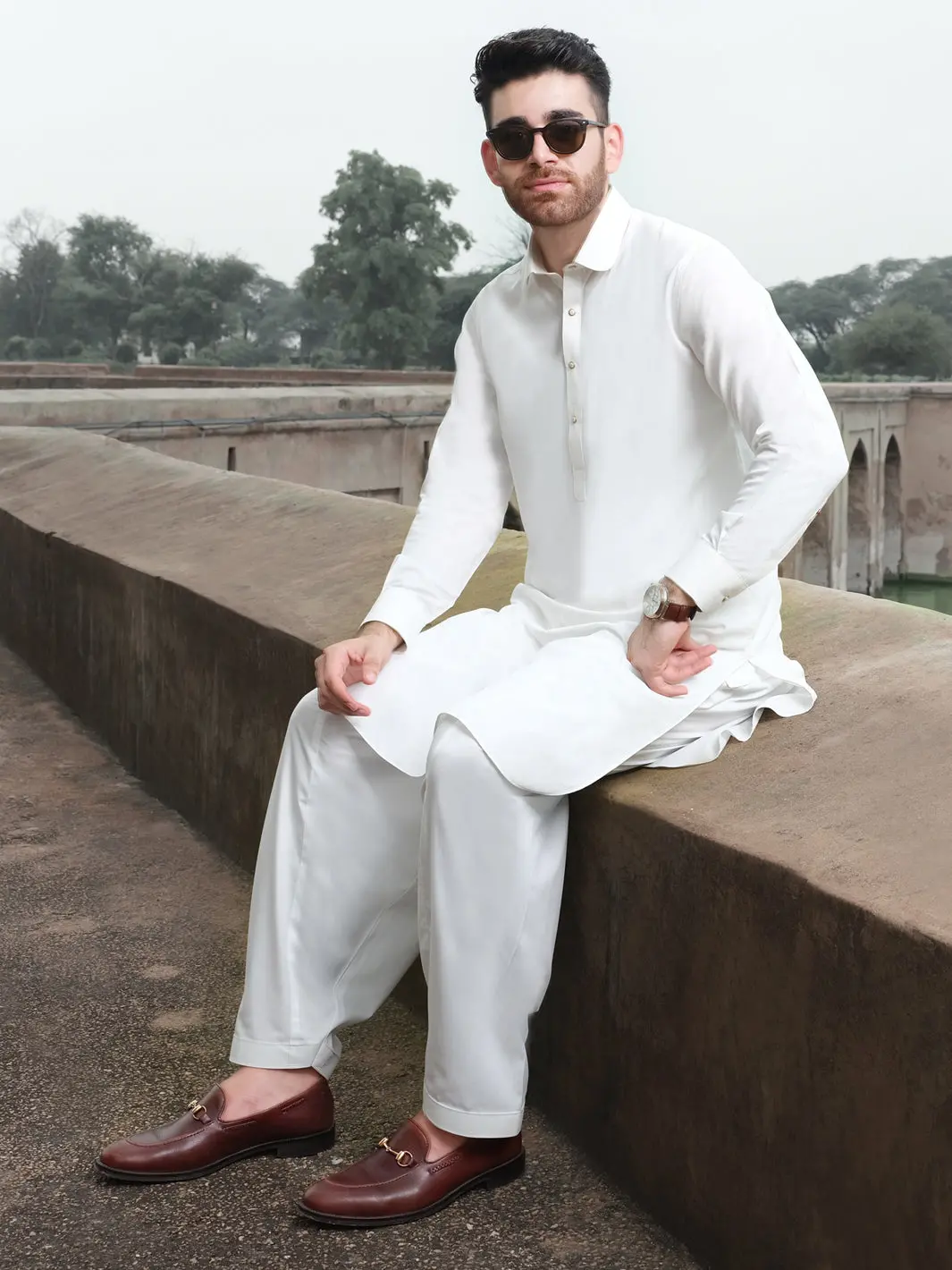 White Blended Kameez Shalwar - Alwa-Ks-226 1