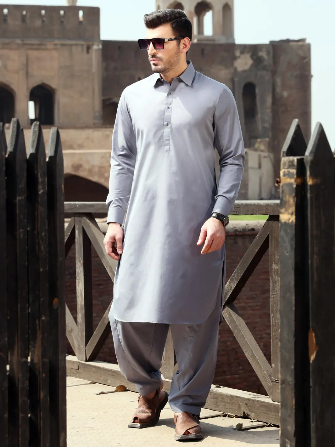 Grey Blended Kameez Shalwar - Alwa-Ks-229A 1