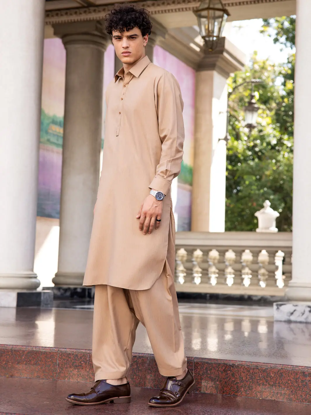 Brown Blended Kameez Shalwar - Alwa-Ks-430 1