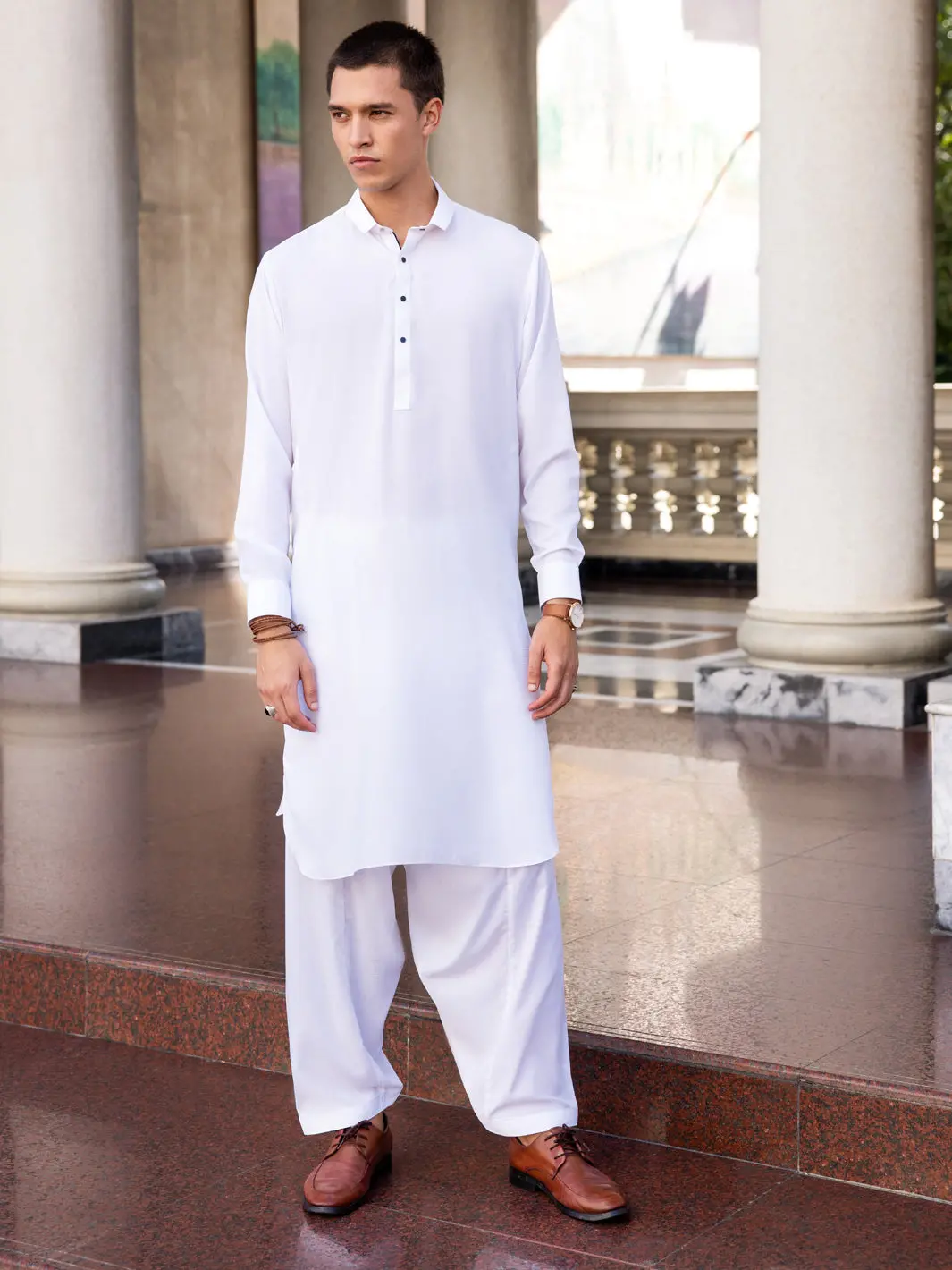 White Blended Kameez Shalwar - Alwa-Ks-431 1