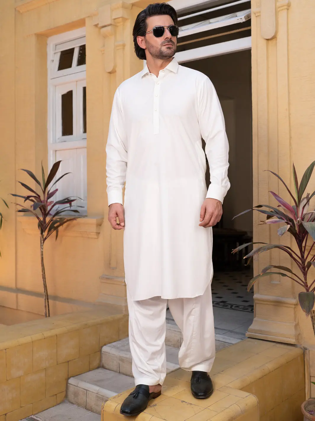 Off White Blended Kameez Shalwar - Alwa-Ks-528 1