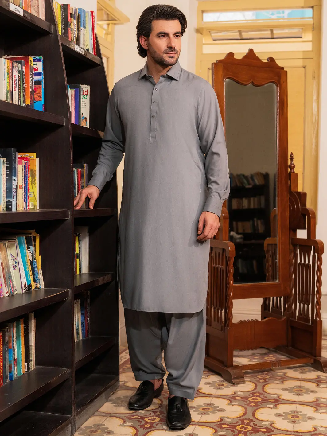 Grey Blended Kameez Shalwar - Alwa-Ks-531 1