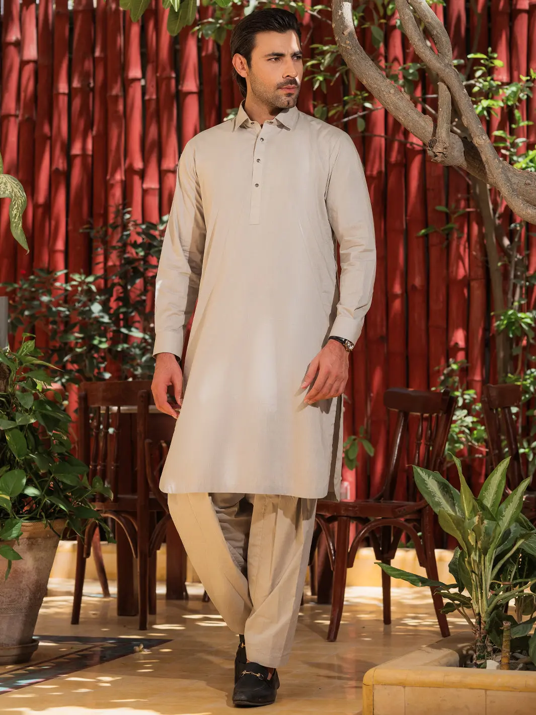 Ash Grey Cotton Kameez Shalwar - Alwa-Ks-546 1