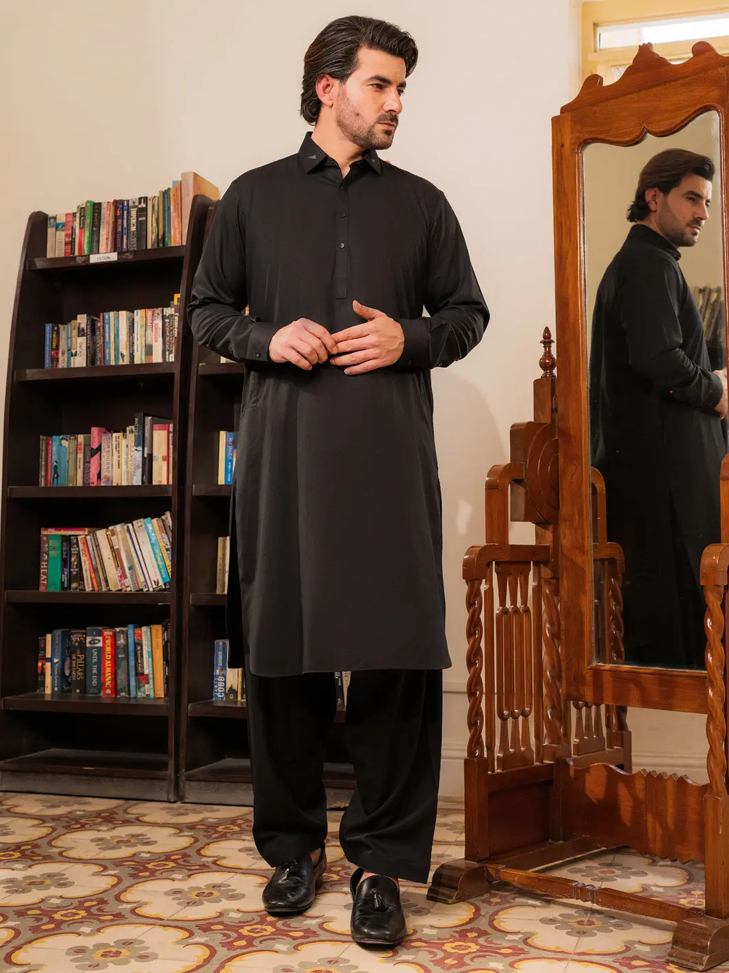Black Blended Kameez Shalwar - Alwa-Ks-549 1