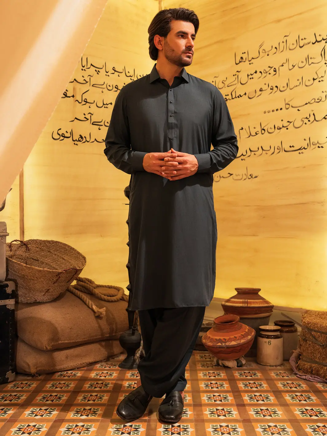 Teal Blue Blended Kameez Shalwar - Alwa-Ks-550 1