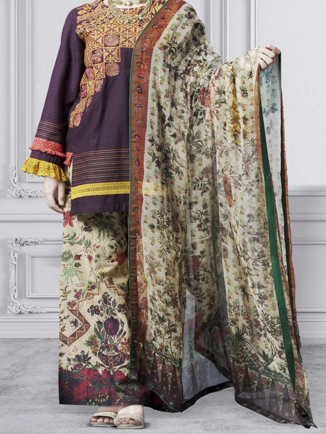 Purple 3Pc Unstitched - Awp-3Ps-176 1
