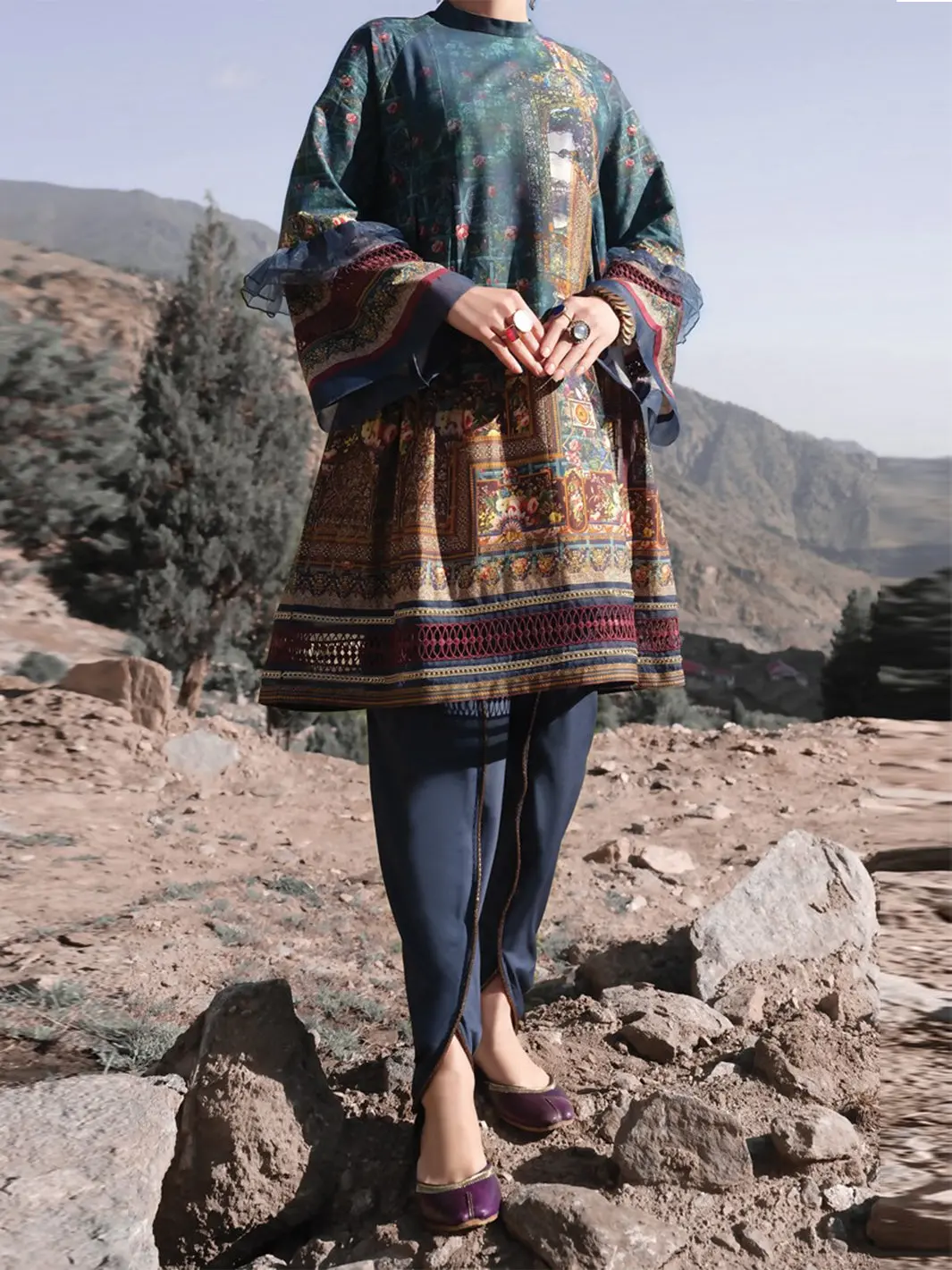 Turquoise Cambric 2Pc Unstitched - Awp-238 1