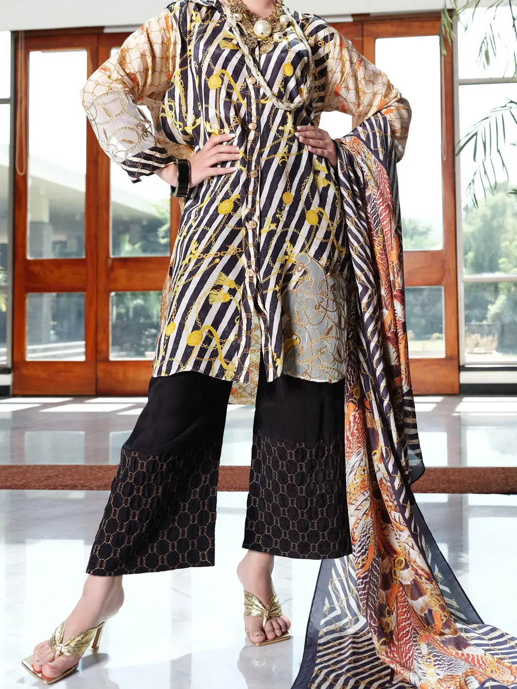 Peach Viscose Silk 3Pc Unstitched - Awp-3Ps-269 1
