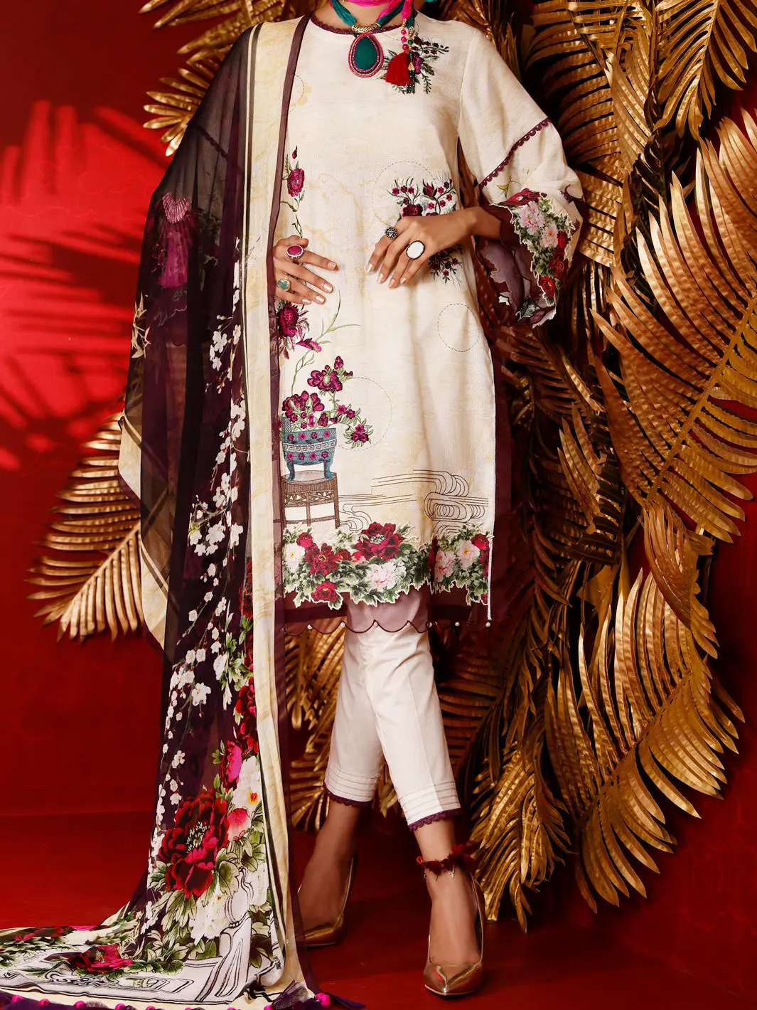 Beige Karandi 3Pc Unstitched - Awp-3Ps-279 1