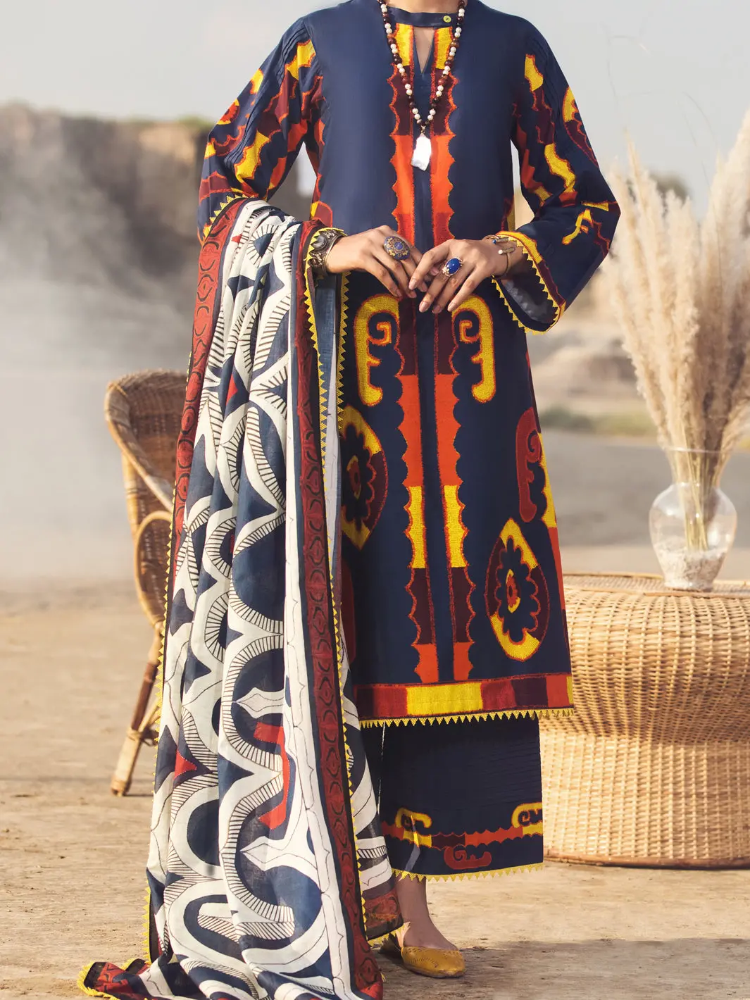 Navy Blue Cambric 3Pc Stitched - Awp-3Ps-327 1