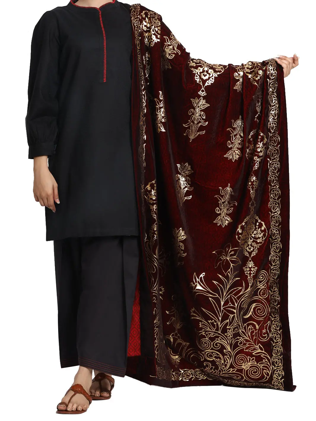 Red Velvet Women Shawl  - 148 1