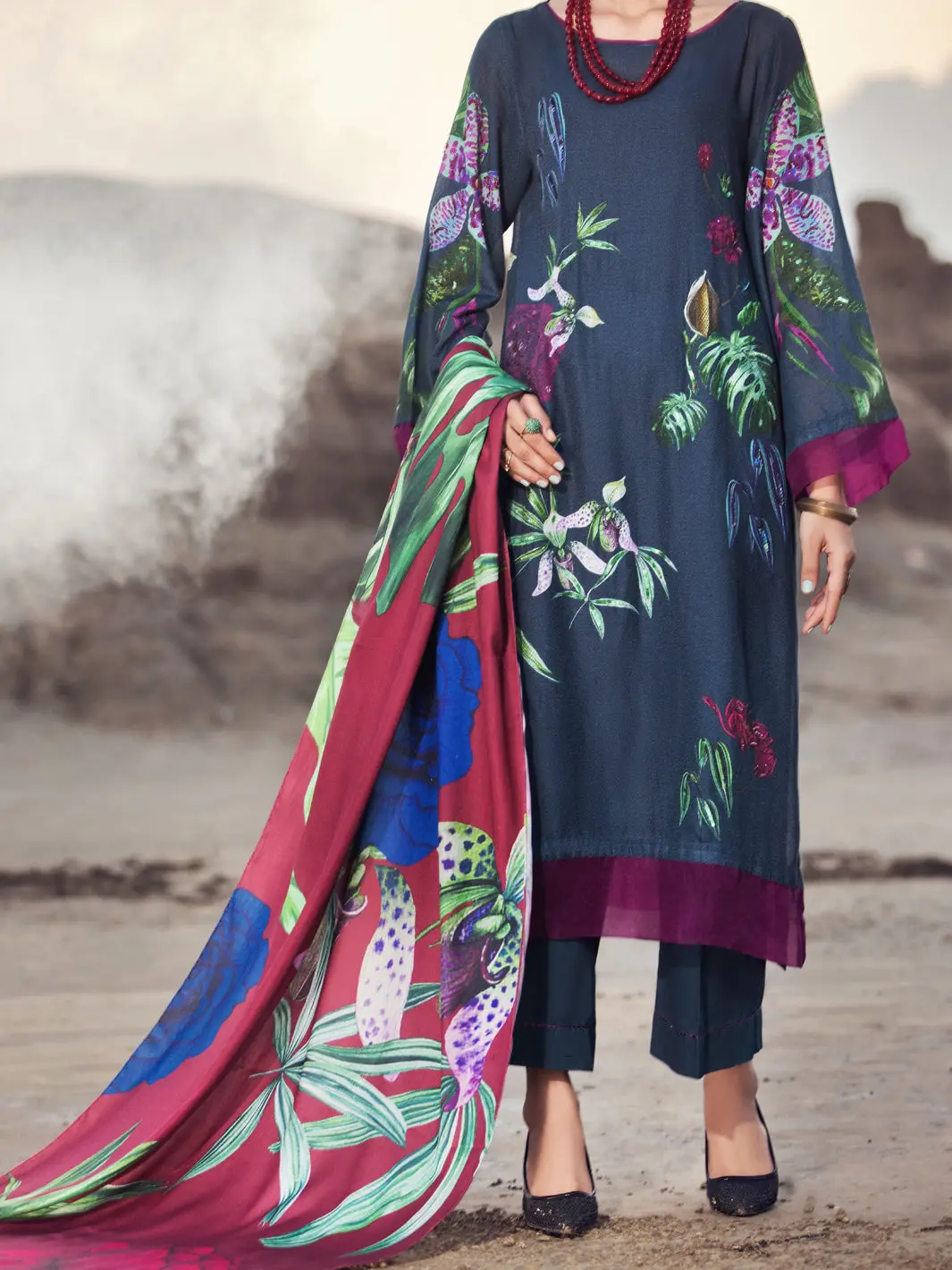 Navy Blue Karandi 3Pc Stitched - Awp-3Ps-345 1