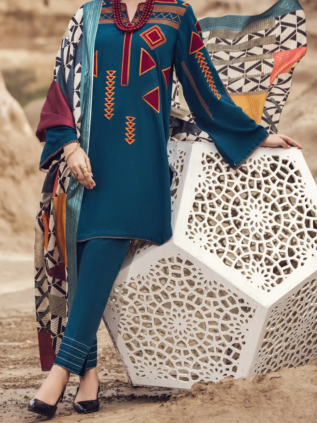 Blue Karandi 3Pc Stitched - Awp-3Ps-351 1