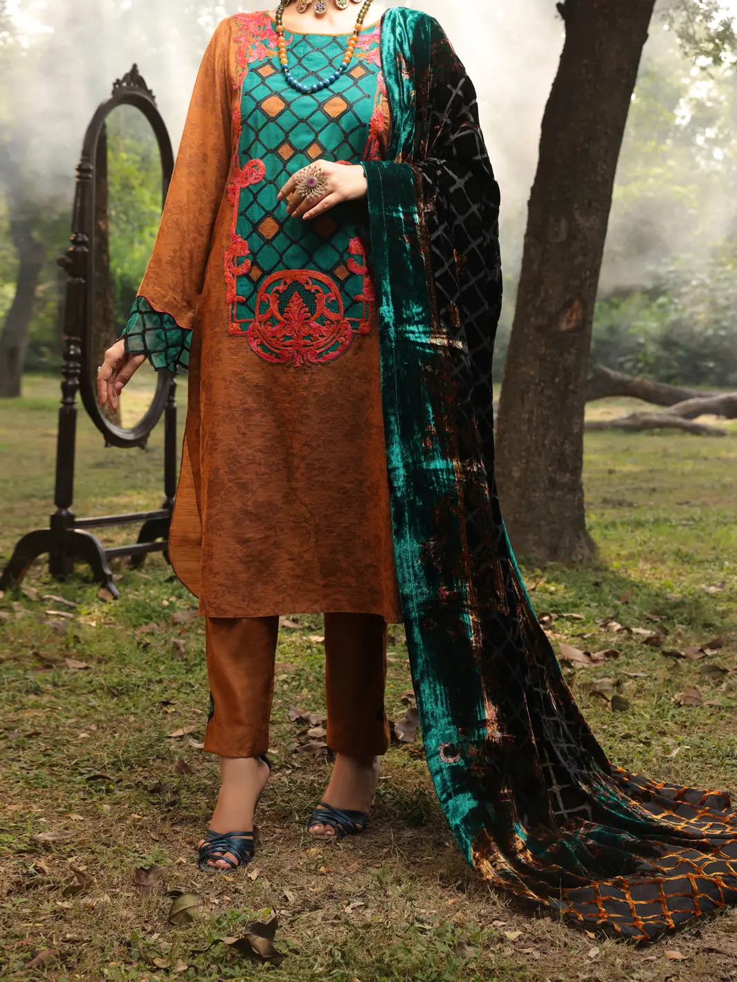 Mustard Slub Viscose Unstitched 3Pc - Awp-3Ps-440 1