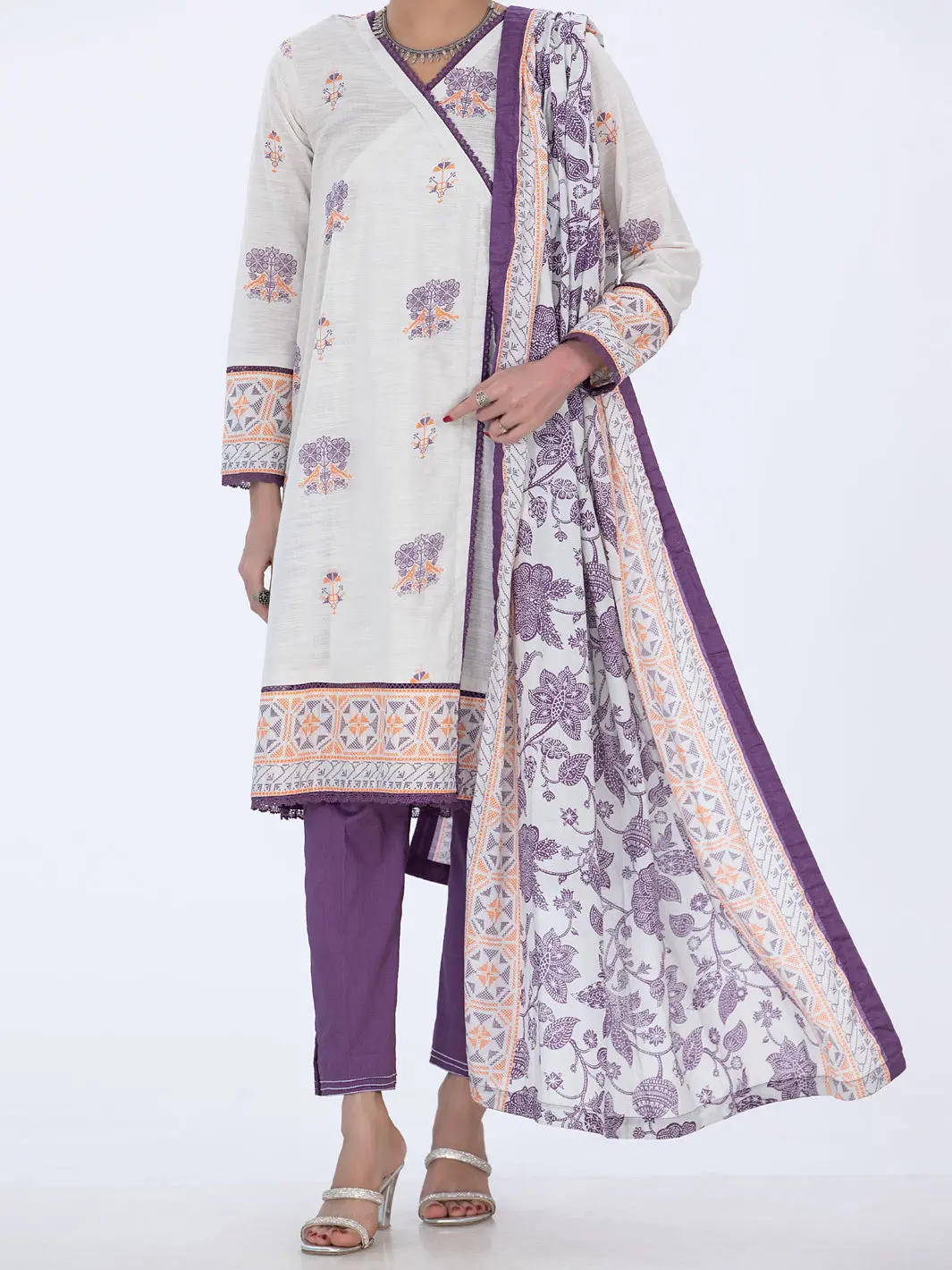 Off White Khaddar Unstitched 3Pc - Awp-3Ps-516 1