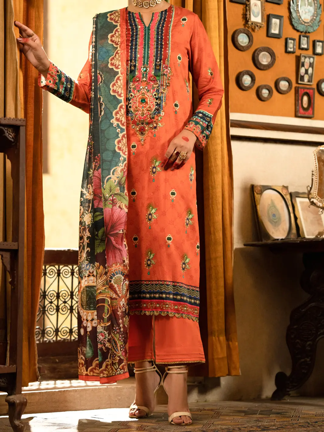 Orange 3Pc Unstitched - Awp-3Ps-566 1
