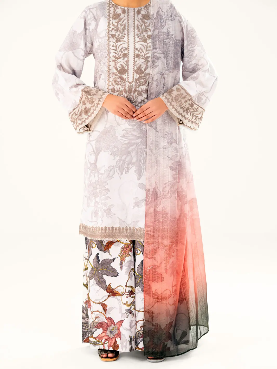 Beige Poly Jacquard 3Pc Unstitched - Awp-3Ps-769 1