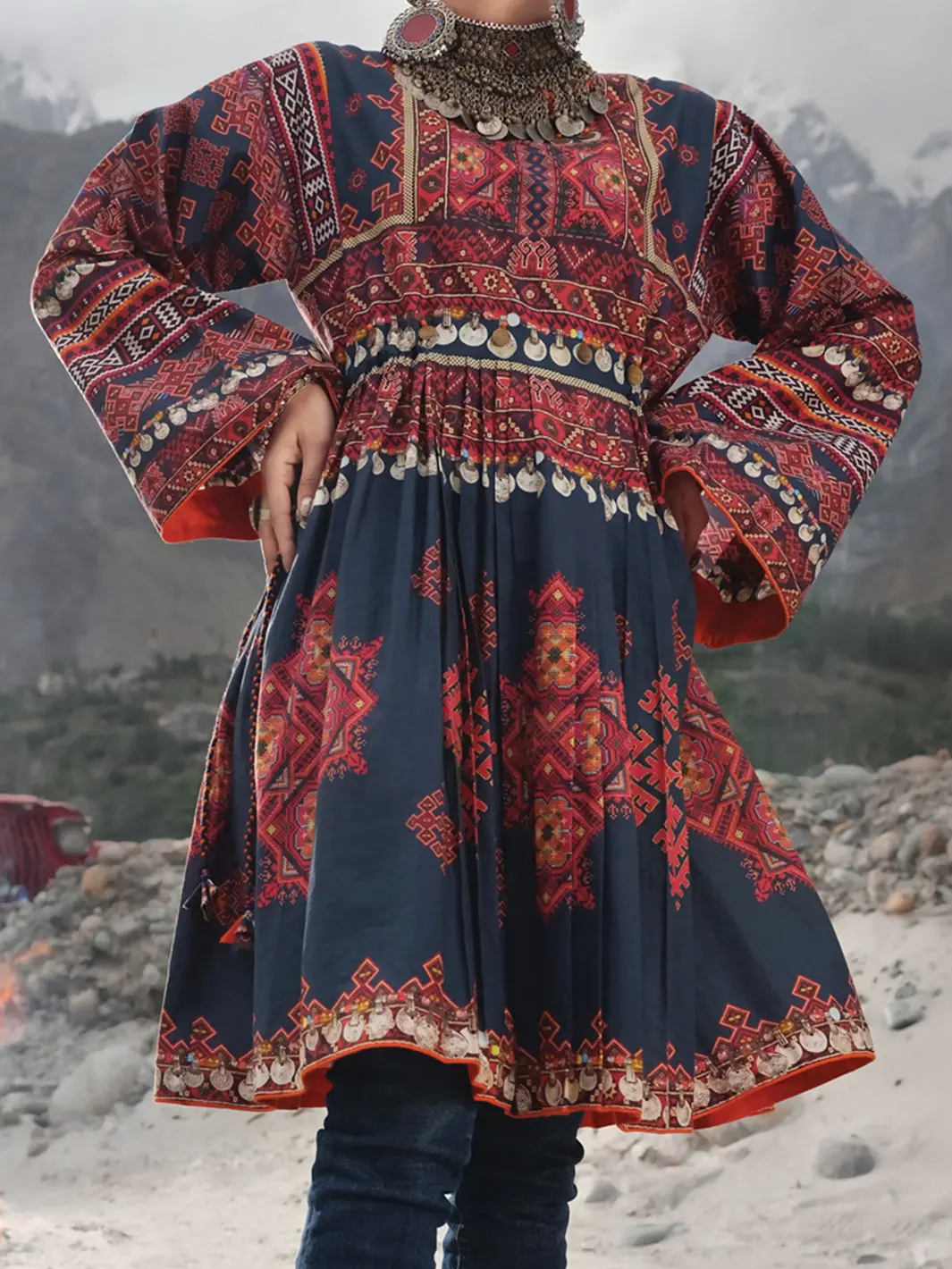 Navy Blue Cambric Tunic - Lk-235 1