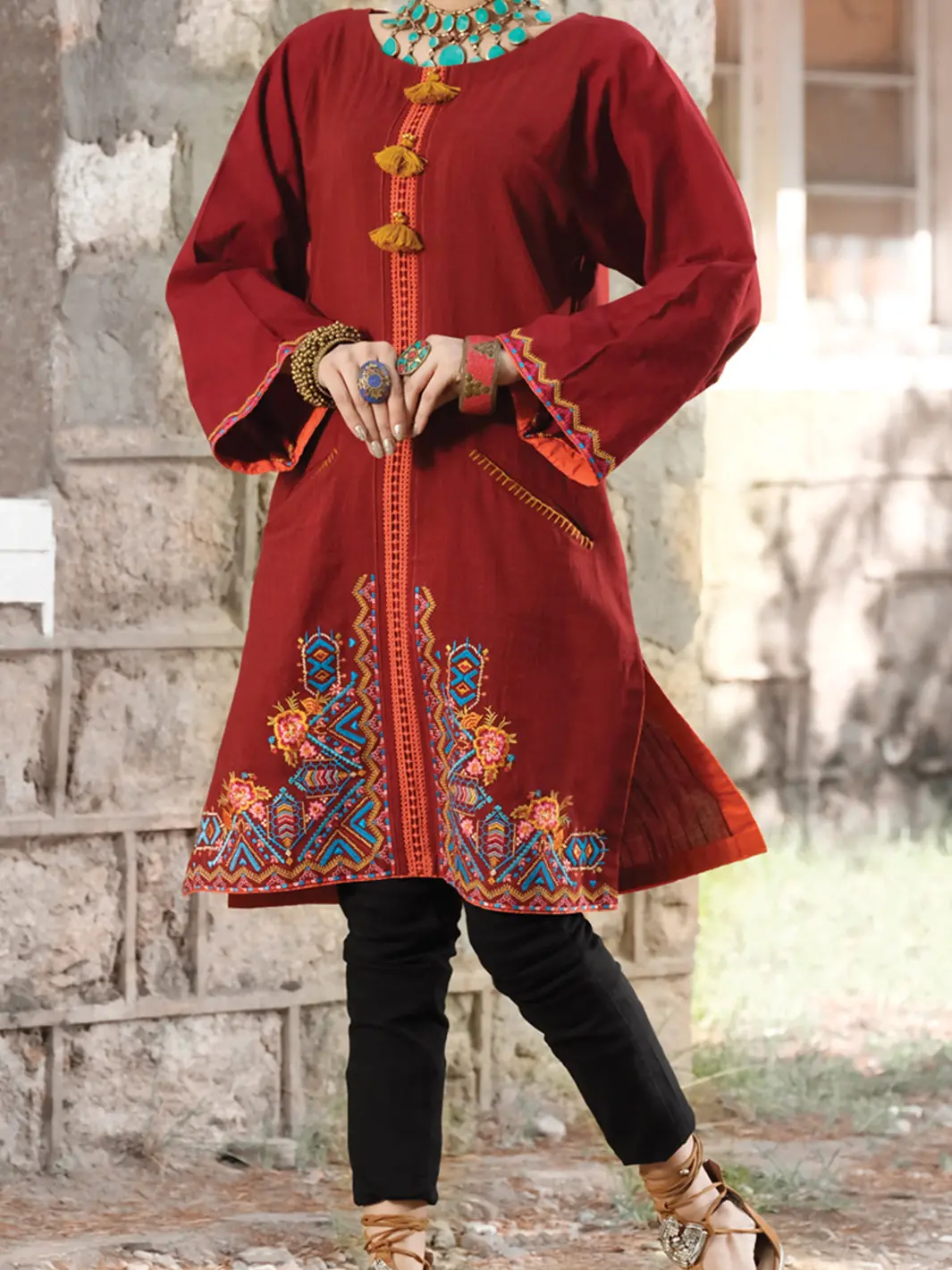 Maroon Khaddar Tunic - Lk-236 1