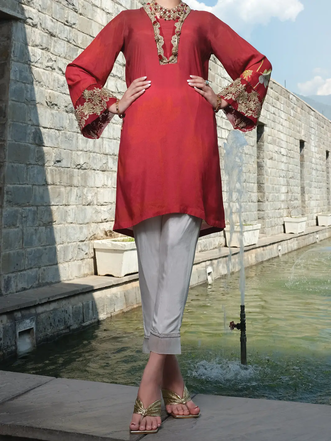 Red Silk Viscose Tunic - Awp-Lk-293 1