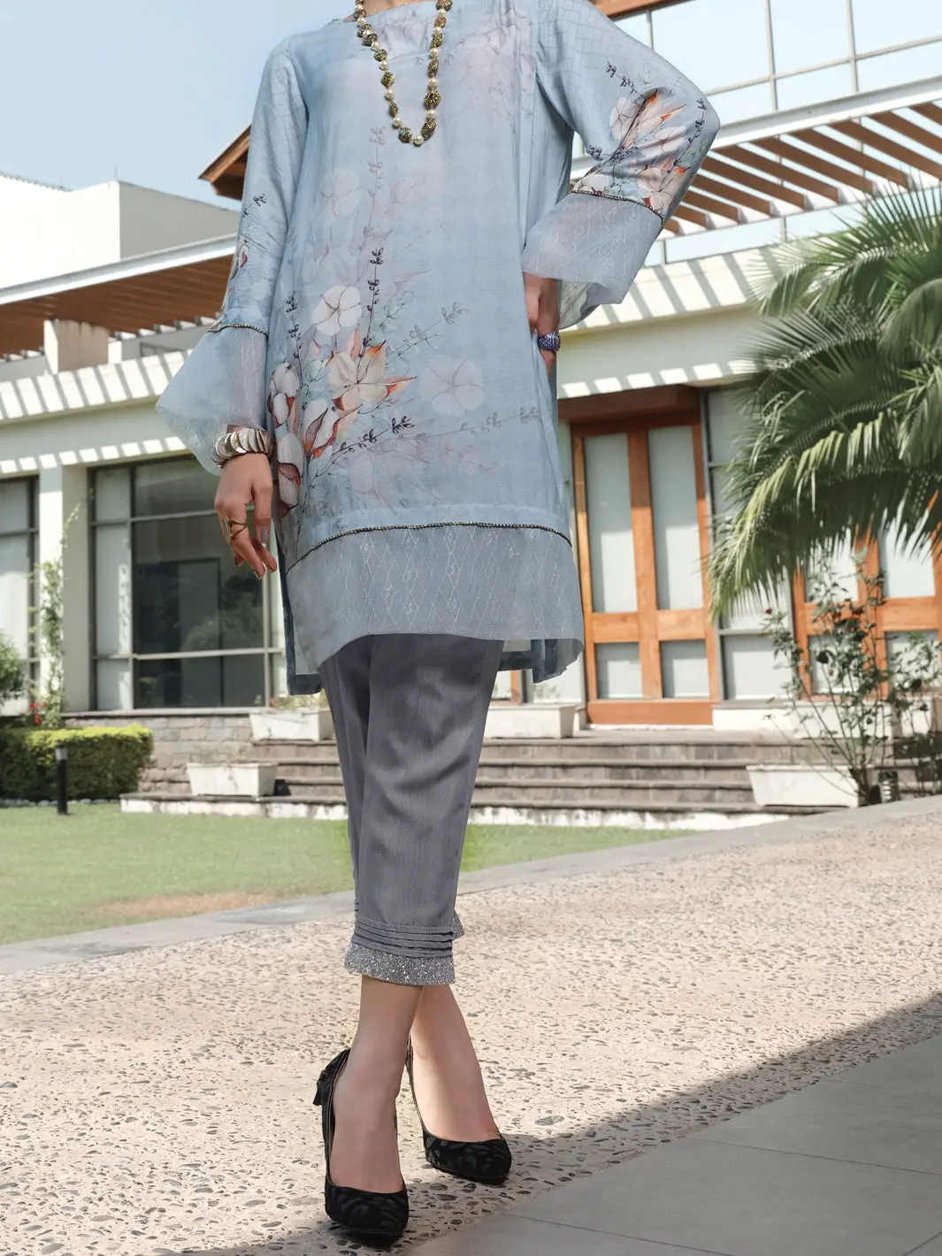 Light Grey Silk Viscose Tunic - Awp-Lk-294 1