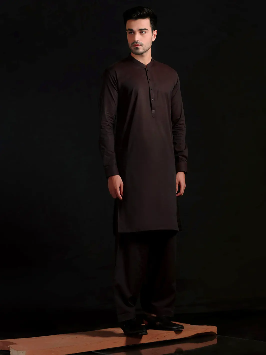 Brown Cotton Men Unstitched Fabric - Al-Maharaja-22 1