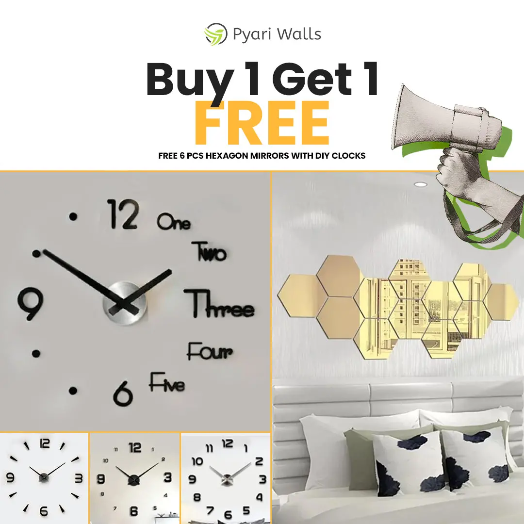 Summer Biggest Sale Buy 1 Diy Clock Get Free Hexagons Mirrors 1