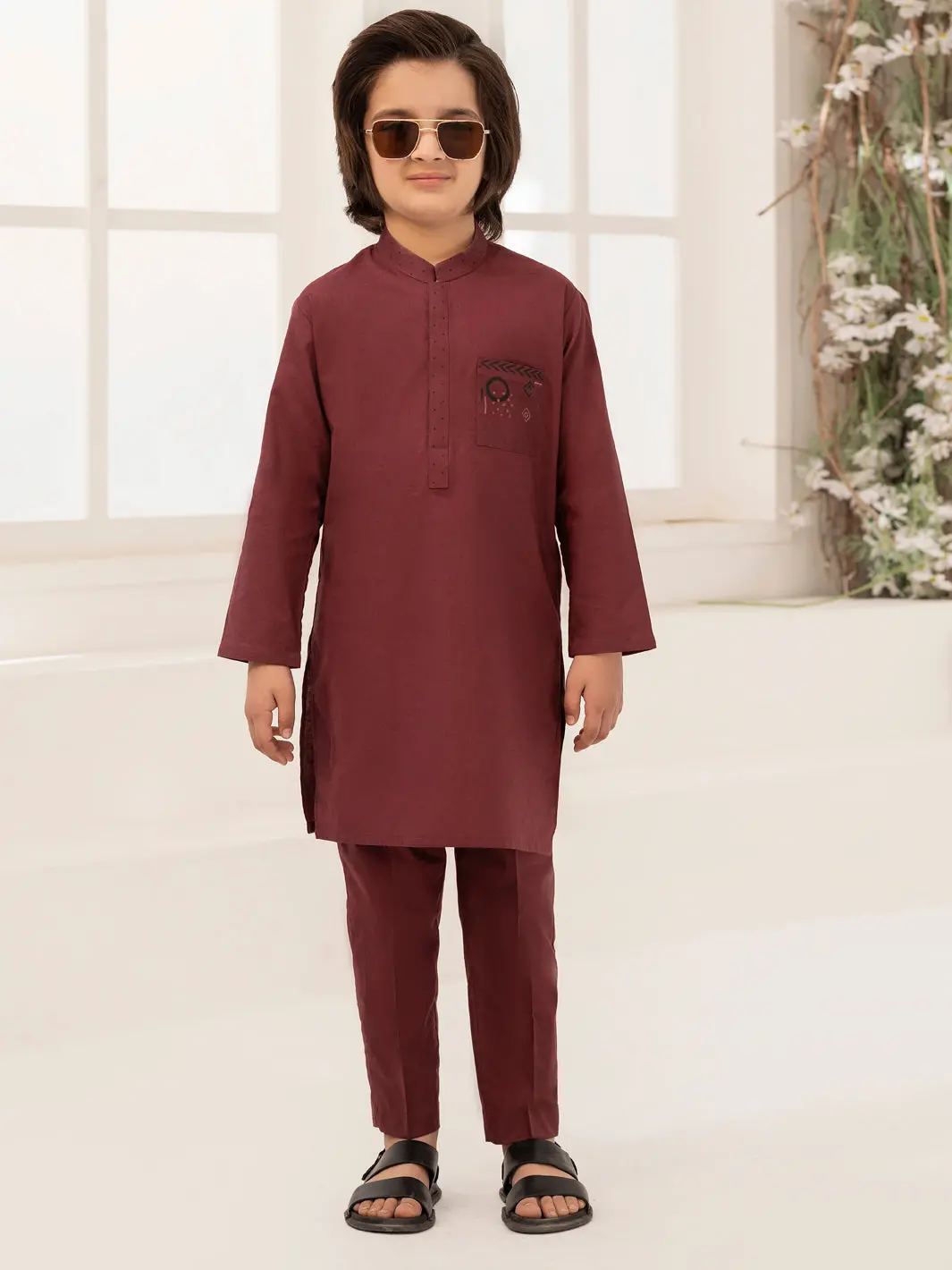 Maroon Blended Kurta Trouser - Alby-Kt-010 1