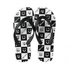 (Black And White,41-42) Love And Peace Series Men's Flip Flops 1