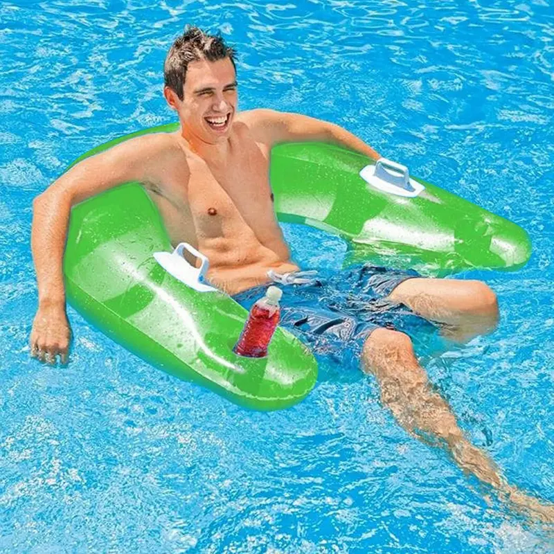 Premium Inflatable Floating Pool Lounge Chair With Cup Holder 1