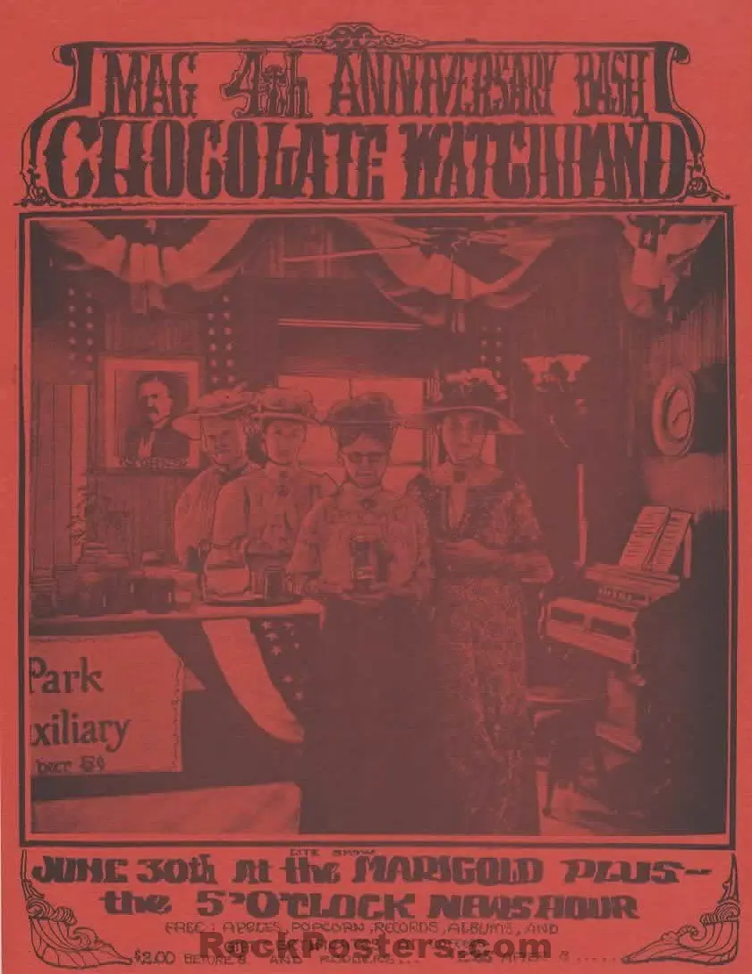 Auction - Chocolate Watchband - 1967 Handbill - Fresno, Ca  - Near Mint Minus 1