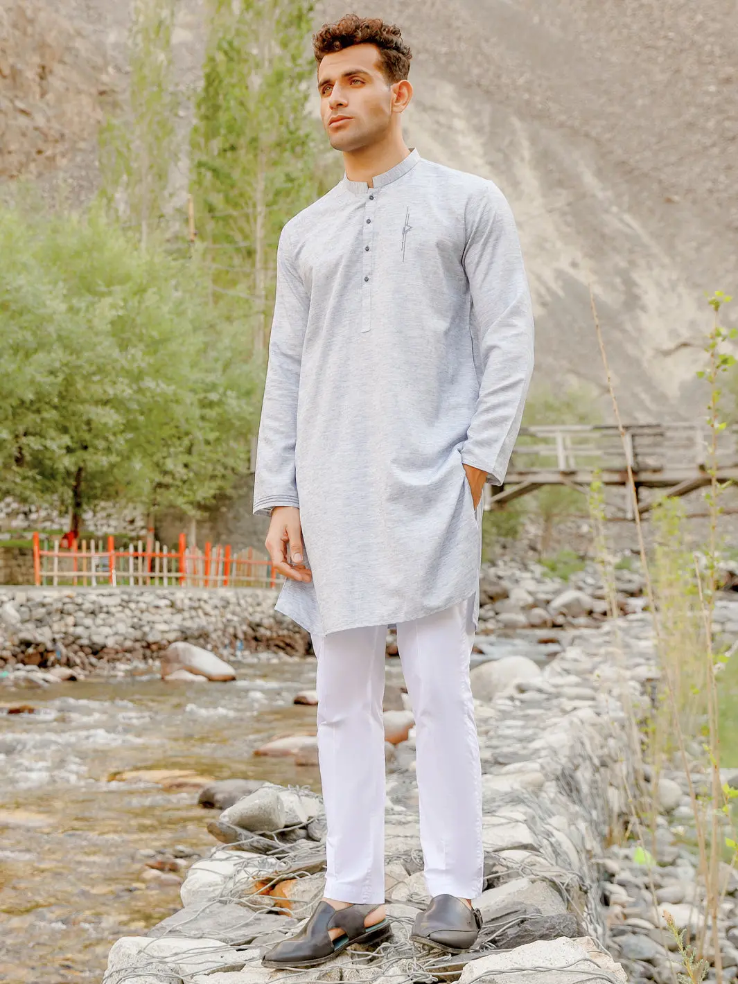 Light Blue Blended Kurta - Al-K-1031 1