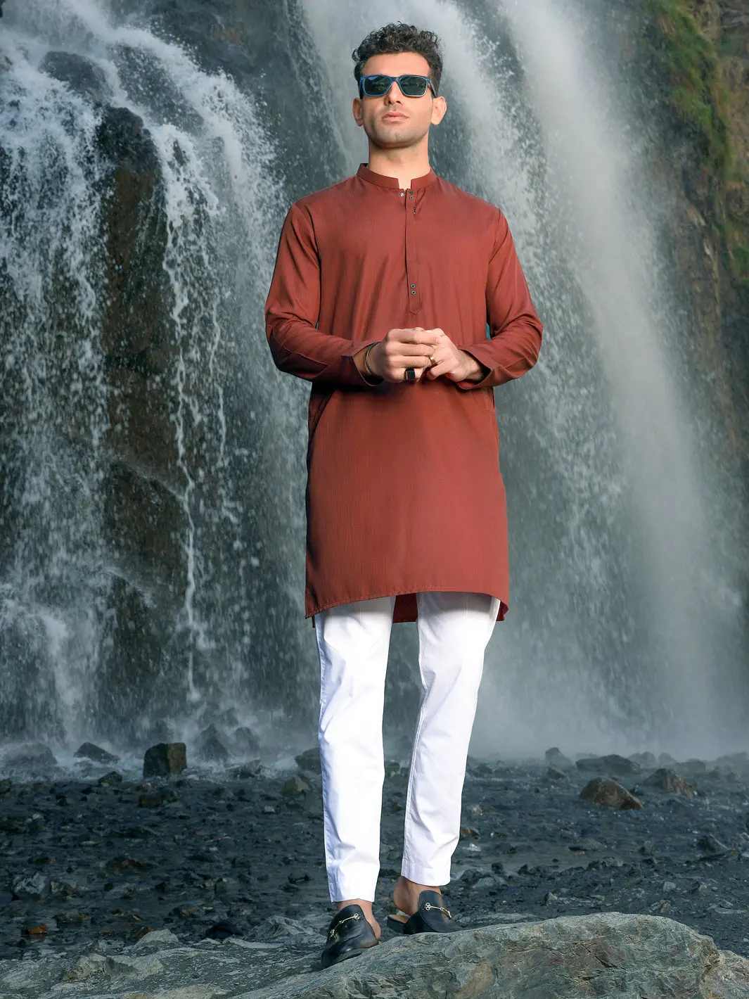 Red Blended Kurta - Al-K-1038 1