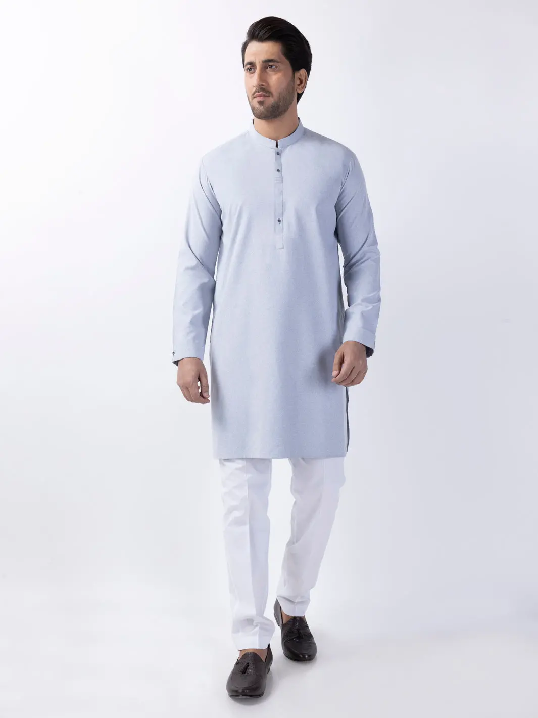 Light Grey Blended Kurta - Al-K-1155 1