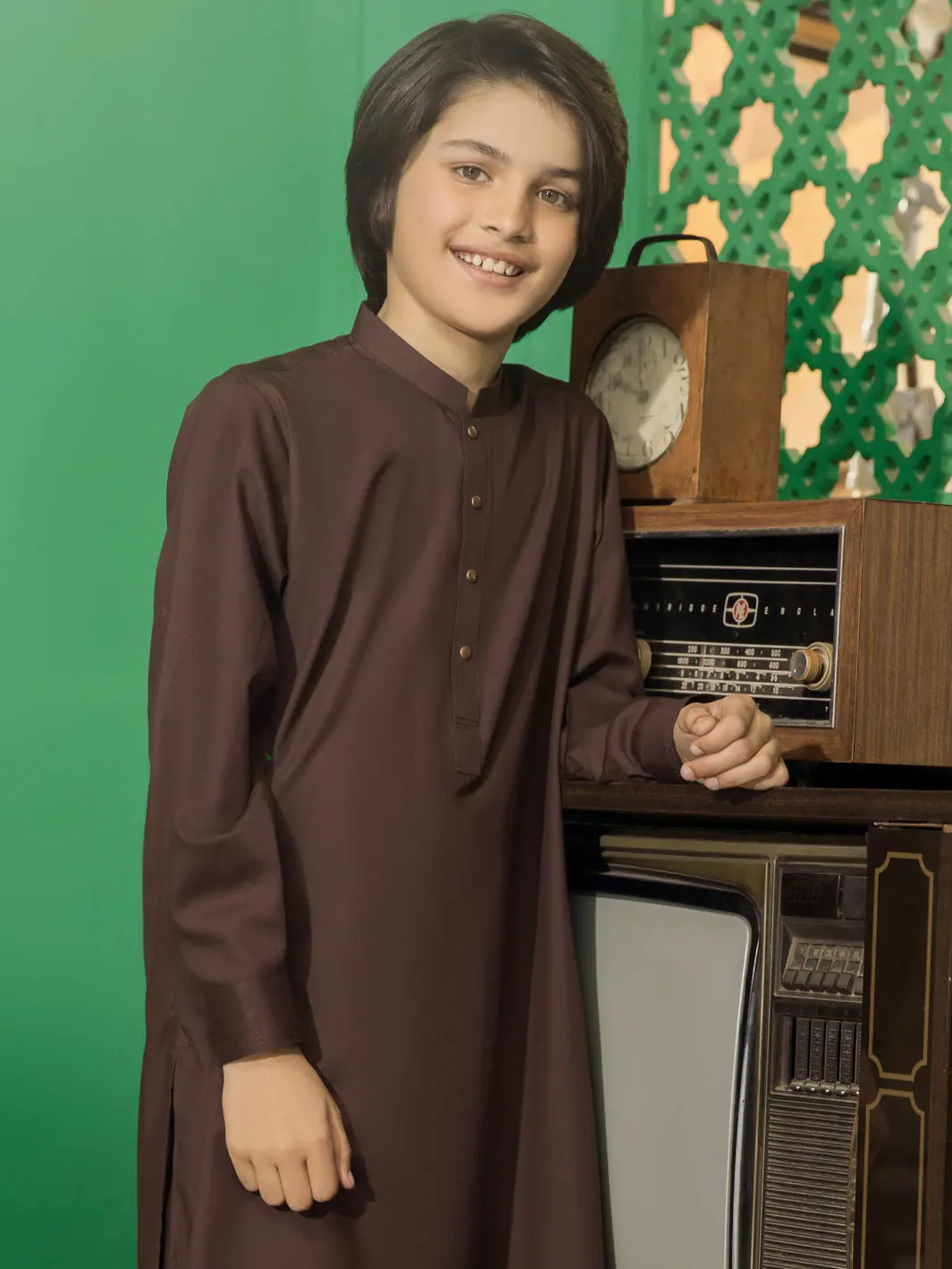Brown Blended Boy Kameez Shalwar - Alt-Ks-030B 1